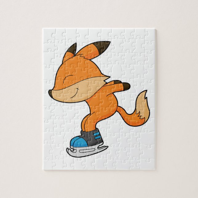 Fox at Ice skating with Ice skates Puzzle (Vertikal)