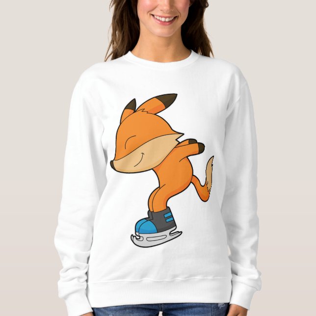 Fox at Ice skating with Ice skates Sweatshirt (Vorderseite)