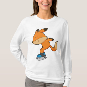 Fox at Ice skating with Ice skates T-Shirt