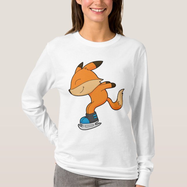 Fox at Ice skating with Ice skates T-Shirt (Vorderseite)