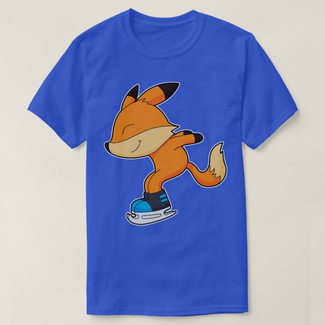 Fox at Ice skating with Ice skates T-Shirt (Design vorne)