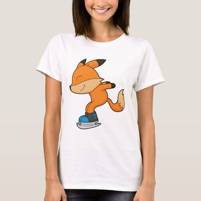 Fox at Ice skating with Ice skates T-Shirt (Vorderseite)