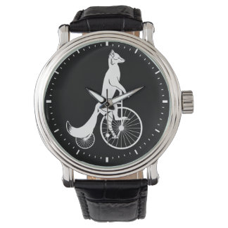 Fox auf dem Vintagen Penny Farthing Bike Armbanduhr