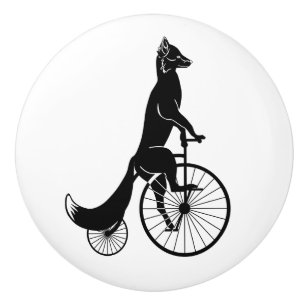 Fox auf einem Fahrrad Keramikknauf