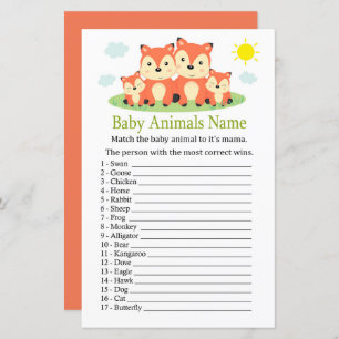 Fox Baby Animals Name Game