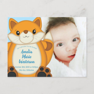 Fox Baby Dusche Blue Woodland Postkarte
