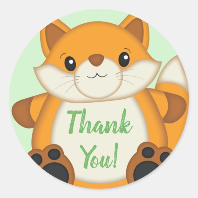 Fox Baby Dusche grün Runder Aufkleber (Vorderseite)