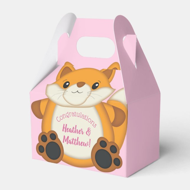 Fox Baby Dusche Pink Geschenkschachtel (Vorderseite)