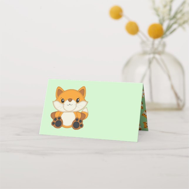 Fox Baby Dusche Woodland Animal Platzkarte (Vorderseite)