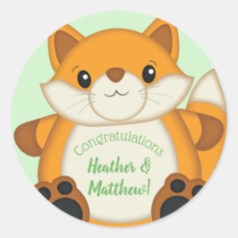 Fox Baby Dusche Woodland Animal Runder Aufkleber