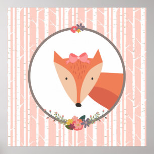 Fox Baby Girl Kinderzimmer Poster