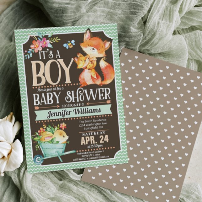 Fox Baby Shower Einladung, Woodland Boy Einladung (Von Creator hochgeladen)