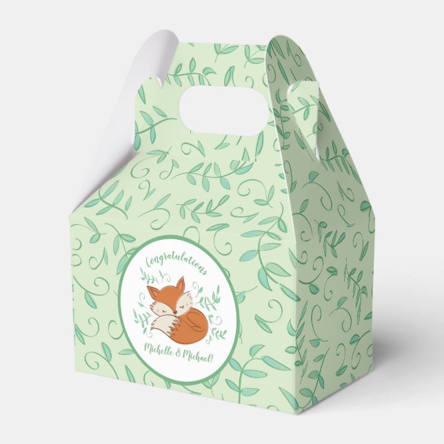 Fox Baby Shower Woodland Tiere Geschenkschachtel (Vorderseite)