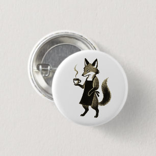 Fox Barista - Minimalistische Tinte - Kaffeepause Button