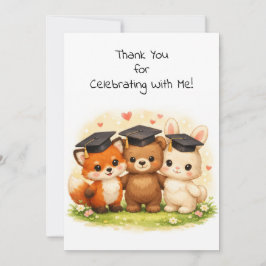 Fox Bear Bunny Preschool Kindergarten Graduation Dankeskarte