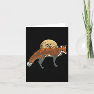 Fox Beautiful Animal Fall Tree Forest Vintag Fox Karte