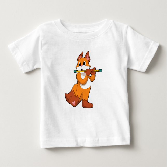 Fox bei Musik mit Flute.PNG Baby T-shirt (Vorderseite)