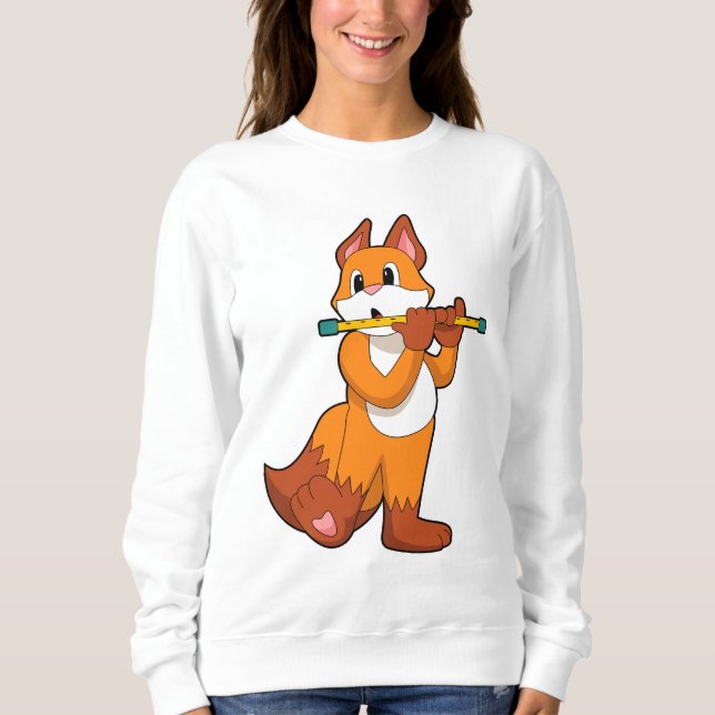 Fox bei Musik mit Flute.PNG Sweatshirt (Vorderseite)