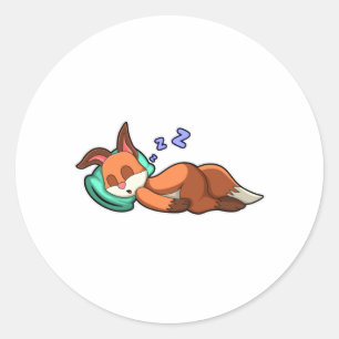 Fox bei Schlafen mit Kissen Runder Aufkleber