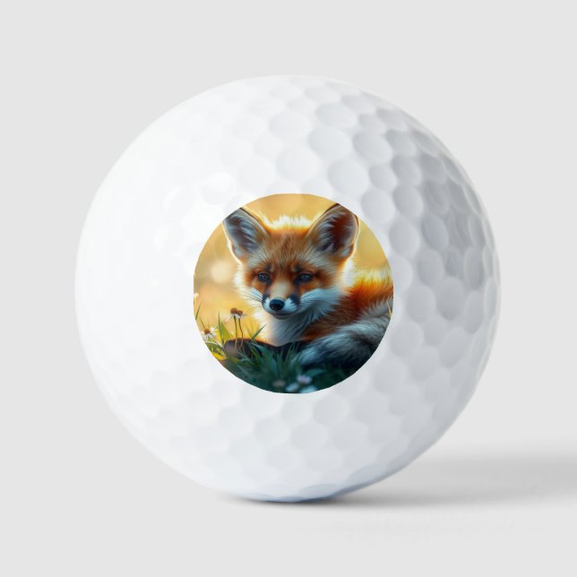 Fox bei Sonnenuntergang Golfball (Vorderseite)