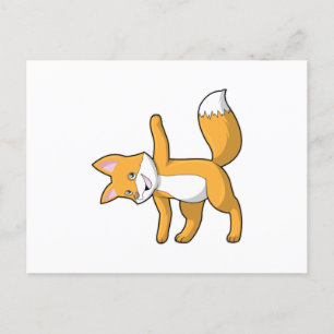 Fox bei Yoga Stretching Postkarte