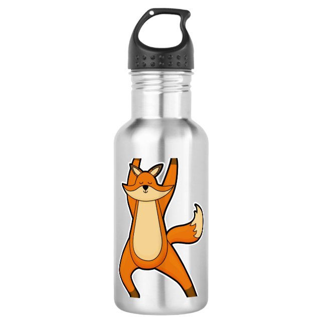 Fox bei Yoga-Stretching-Übung Edelstahlflasche (Vorderseite)
