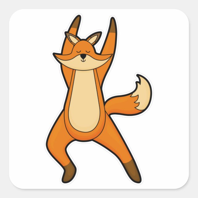 Fox bei Yoga-Stretching-Übung Quadratischer Aufkleber (Vorderseite)