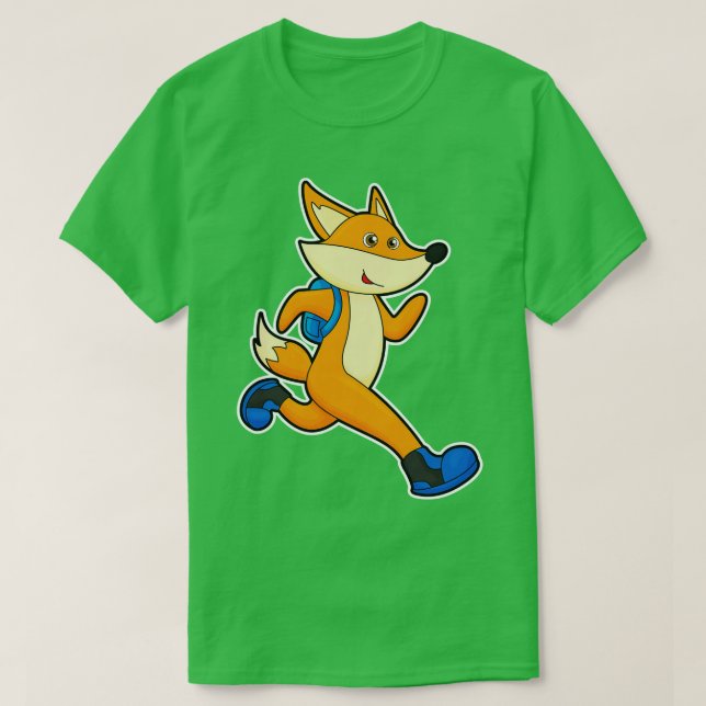 Fox beim Ausführen mit Backpack T-Shirt (Design vorne)