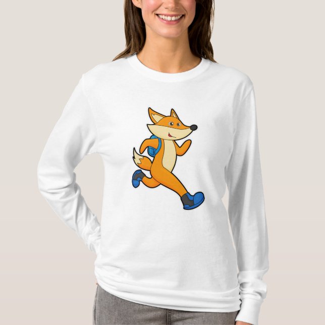 Fox beim Ausführen mit Backpack T-Shirt (Vorderseite)