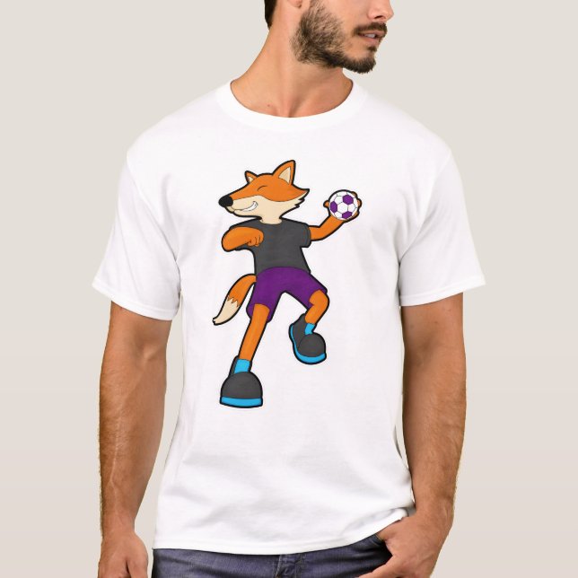 Fox beim Handballspieler mit Handball T-Shirt (Vorderseite)