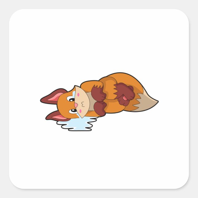 Fox beim Weinen Quadratischer Aufkleber (Vorderseite)