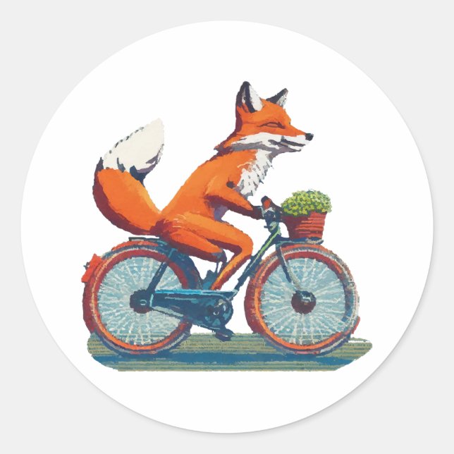 Fox Bicycle Runder Aufkleber (Vorderseite)