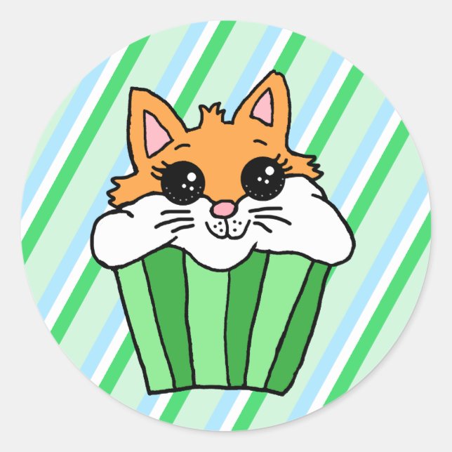 Fox Birthday Cupcake Runder Aufkleber (Vorderseite)