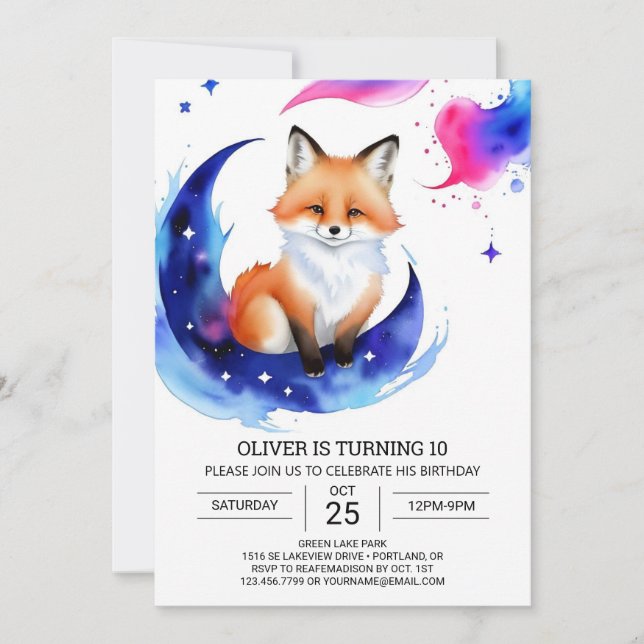 Fox Birthday Party Delight Einladung (Vorderseite)