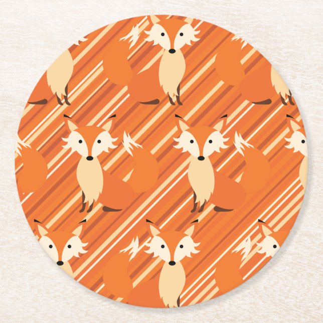 Fox Birthday Party Runder Pappuntersetzer (Vorderseite)