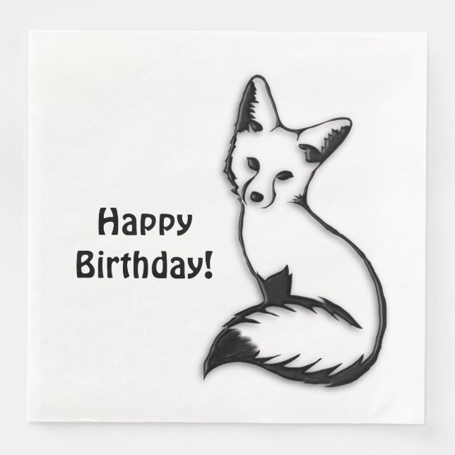 Fox Birthday Serviette (Vorderseite)