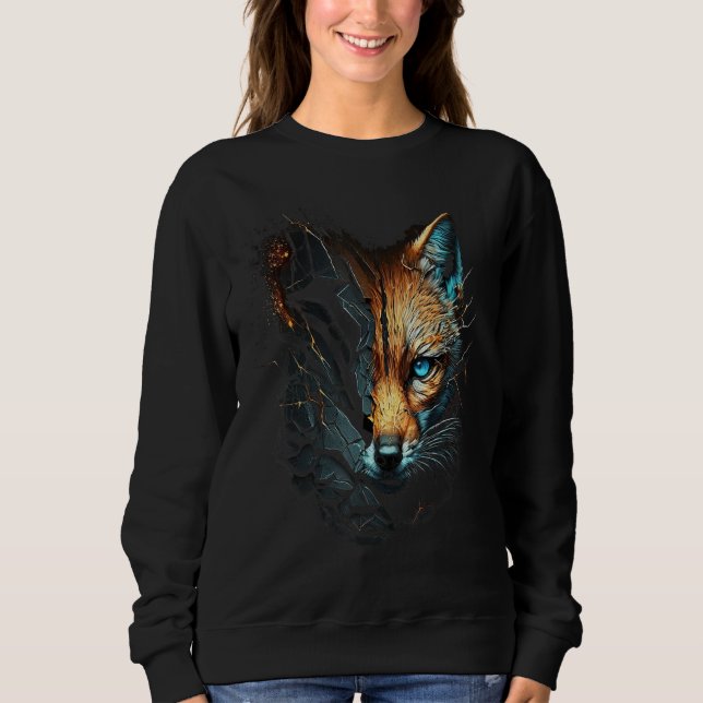 Fox Blue Eyes Animal Print Fox Sweatshirt (Vorderseite)