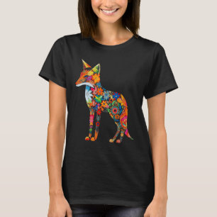 Fox Blume Artwork Farbenfrohe Tiermotive Fox T-Shirt