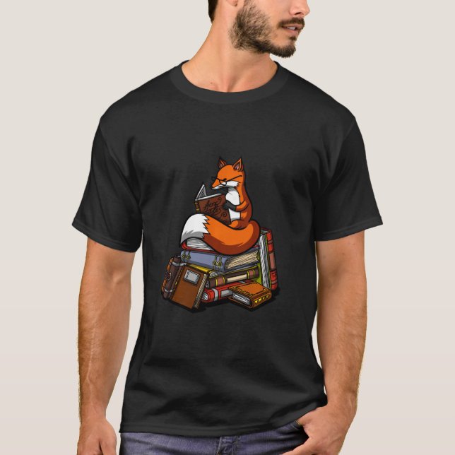 Fox Book Reading Nerd Geek Funny Librarian Boys Gi T-Shirt (Vorderseite)
