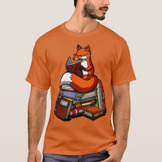 Fox Book Reading Nerd Süße Tier Librarian Women T-Shirt