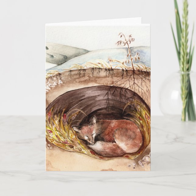 Fox Borrow Feiertagskarte (Vorderseite)