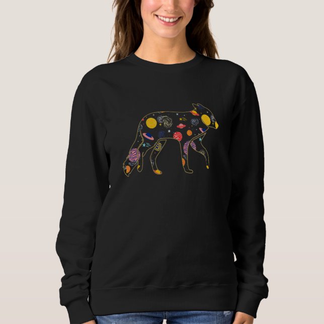 Fox  Celestial Animals Space Aesthetic Solar Plane Sweatshirt (Vorderseite)