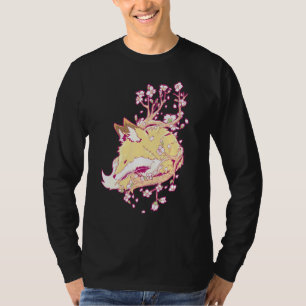 Fox Cherry Blossom Blume Japanisch T-Shirt