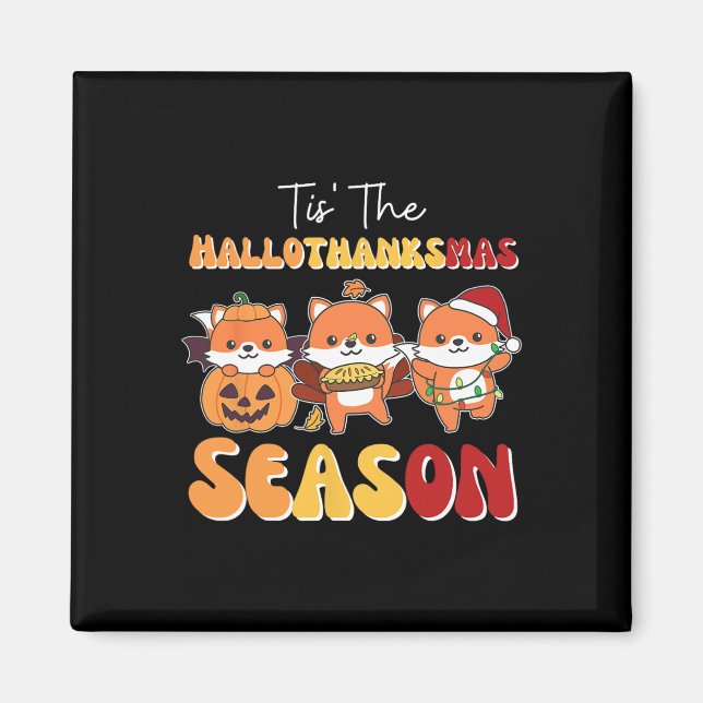 Fox Christmas Halloween Das Hallothanksmas Se Magnet (Vorne)