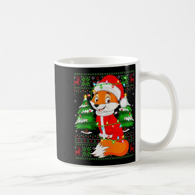 Fox Christmas Lights Santa Costume Ugly Xmas Sweat Kaffeetasse (Rechts)