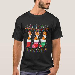 Fox Christmas Socks Ugly Christmas Sweater Pajama T-Shirt