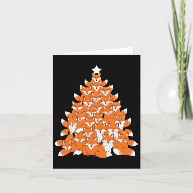 Fox Christmas Tree Fox Xmas Tree Funny Fox Christm Karte (Vorderseite)
