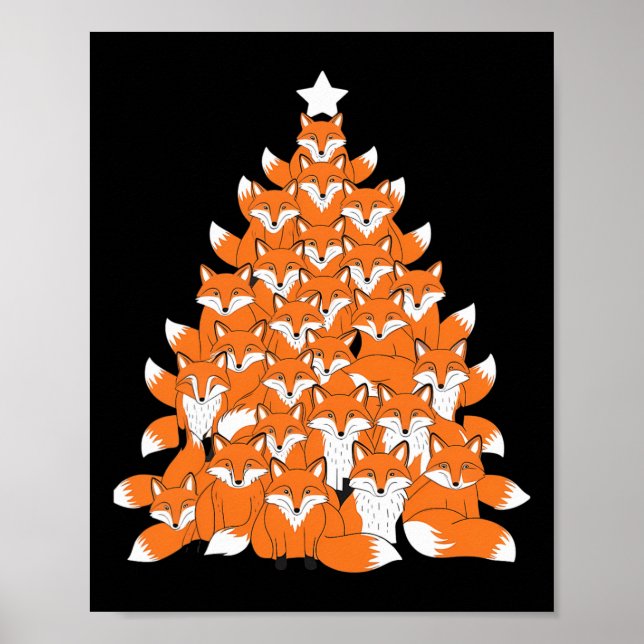 Fox Christmas Tree Fox Xmas Tree Funny Fox Christm Poster (Vorne)