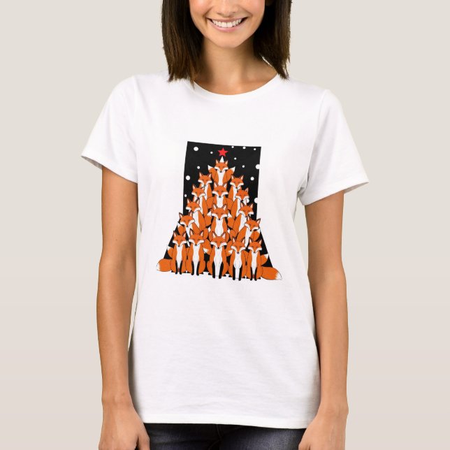 Fox Christmas Tree Fox Xmas Tree T - Shirt (Vorderseite)