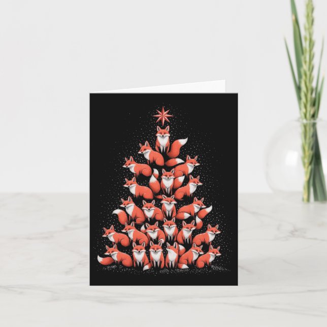 Fox Christmas Tree Fox Xmas Tree Women & amp; Boys Karte (Vorderseite)